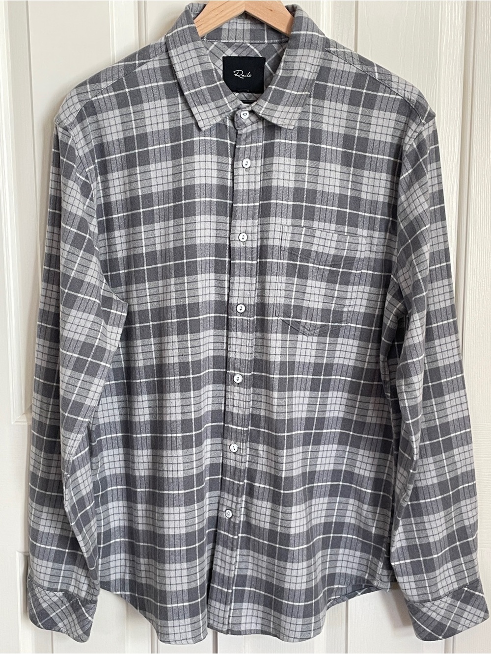 Rails Sussex Plaid Stretch Cotton Flannel Shirt Men’s M Gray